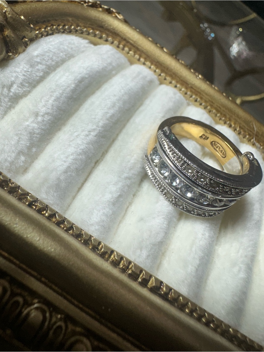 Avon silver /gold Multi-Band Ring with Clear Stones - Silver